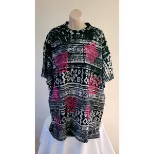 HONORS Woman's Vintage 90's Hawaiian/Floral Print Boxy T-shirt-Size 3X  Unique!